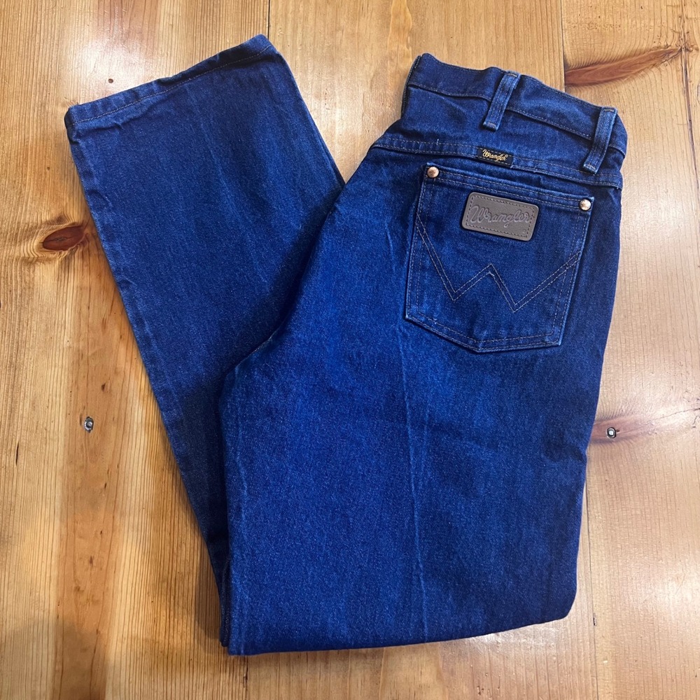 Wrangler 13MWZ Cowboy Cut Rigid Denim Jeans Indigo Blue 35x30 High Rise Straight